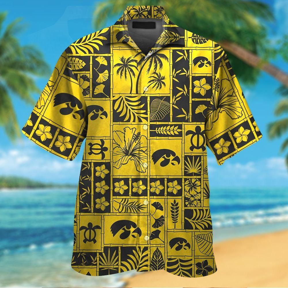 Iowa Hawkeyes Short Sleeve Button Up Tropical Hawaiian Shirt VER032