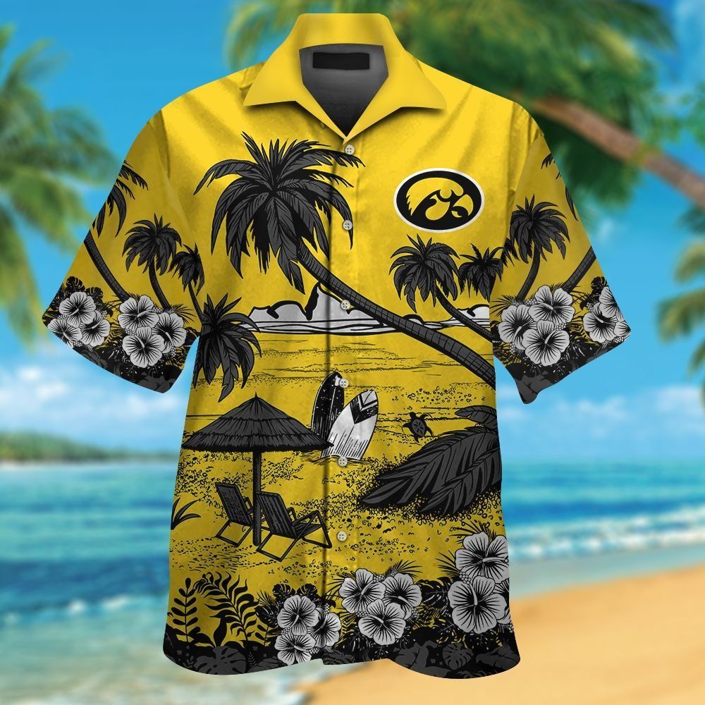 Iowa Hawkeyes Short Sleeve Button Up Tropical Hawaiian Shirt VER06