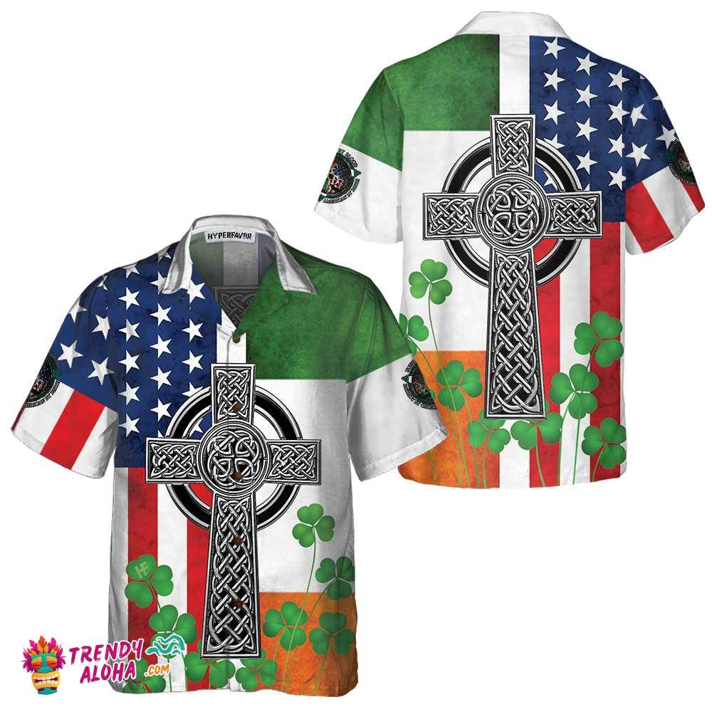 Irish American Hawaiian Shirt, St. Patricks Day Shirt, Cool St Patrick’s Day Gift