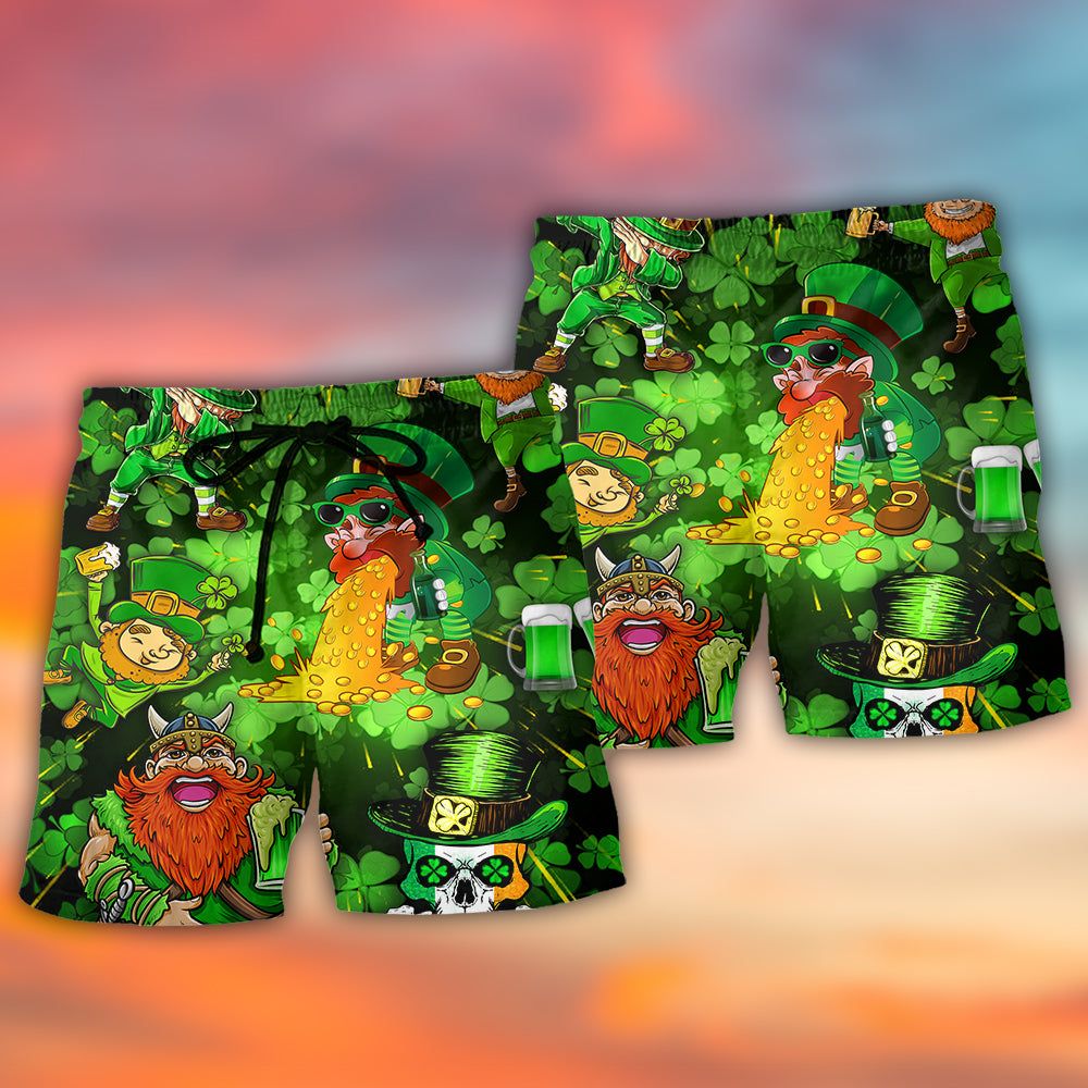 Irish Beer St Patrick’s Day Viking Skull Leprechaun Gnome Trendy Aloha Hawaiian Beach Shorts