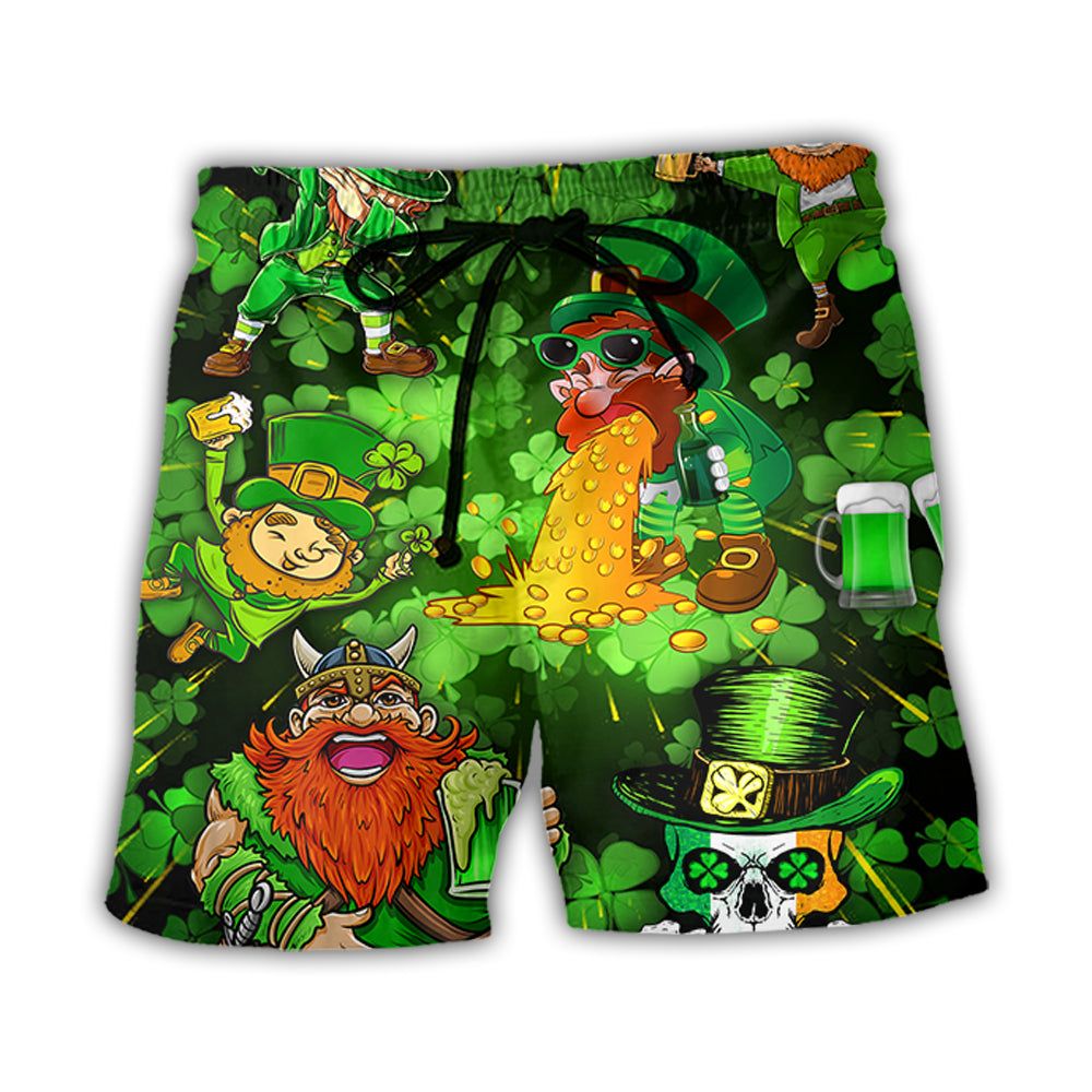 Irish Beer St Patrick’s Day Viking Skull Leprechaun Gnome Trendy Aloha Hawaiian Beach Shorts