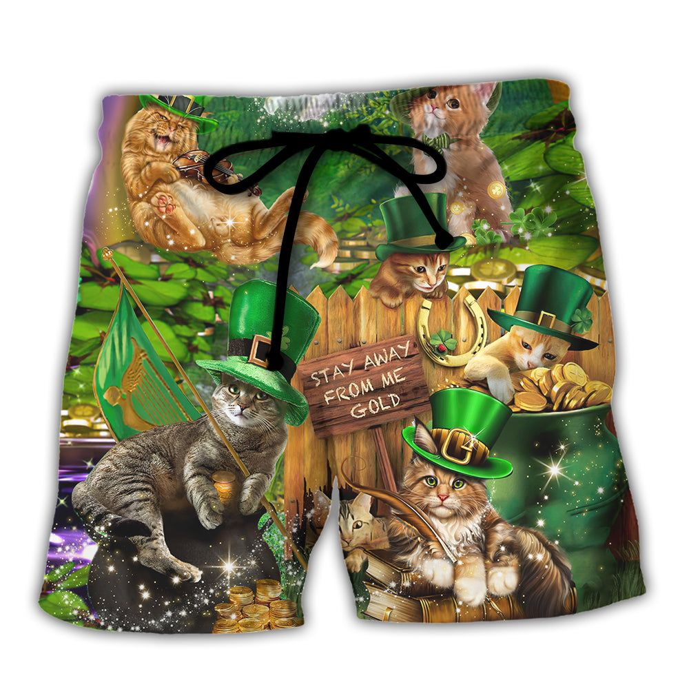 Irish Cat Happy St Patrick’s Day Trendy Aloha Hawaiian Beach Shorts