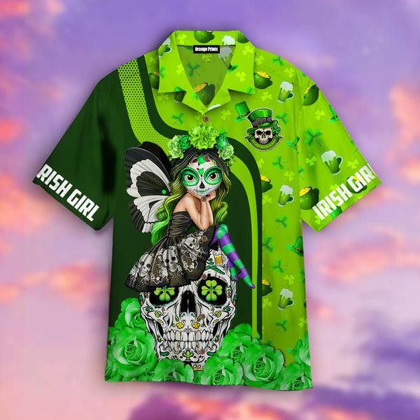 Irish Girl St Patricks Day Hawaiian Shirt For