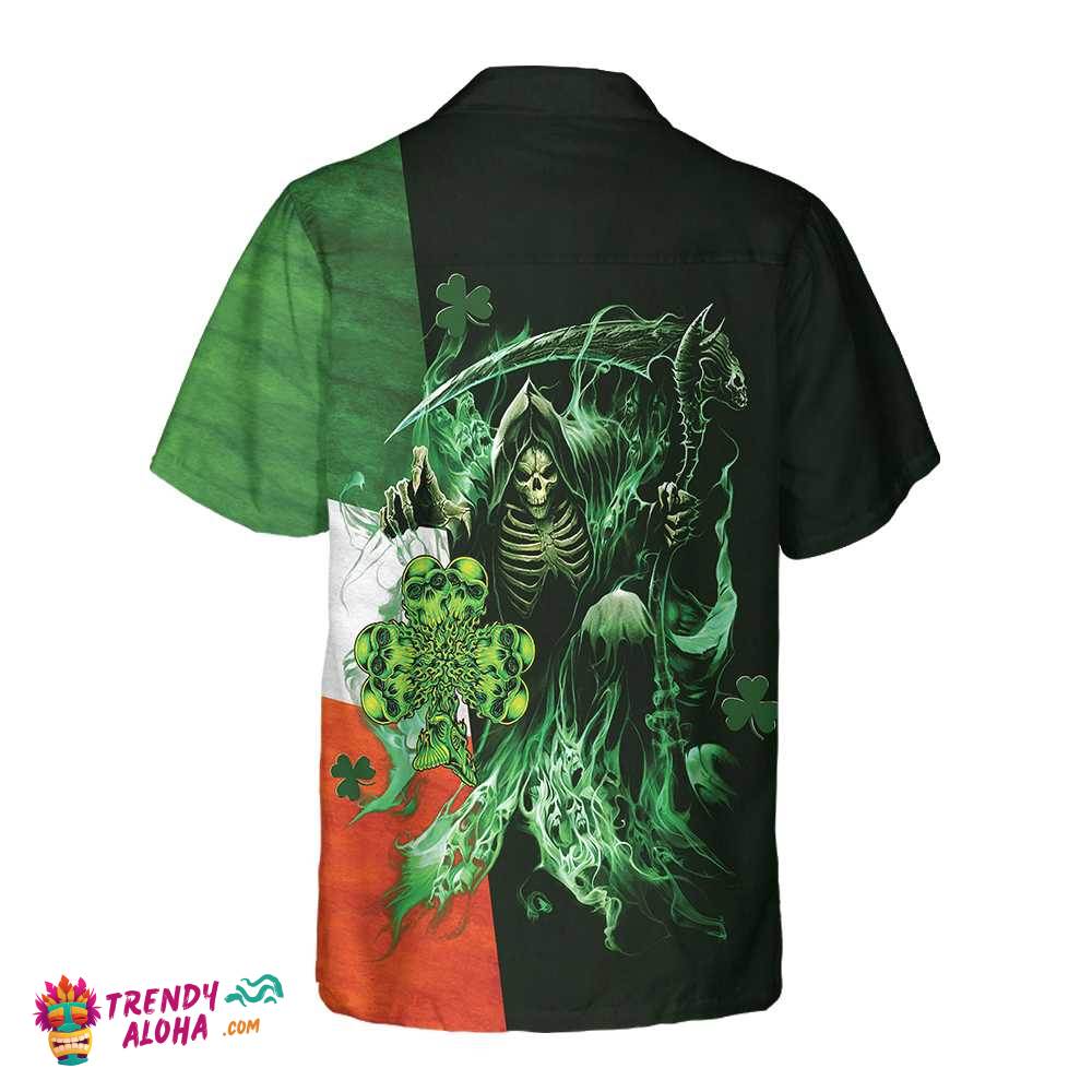Irish Grim Reaper Hawaiian Shirt, St. Patricks Day Shirt, Cool St Patrick’s Day Gift