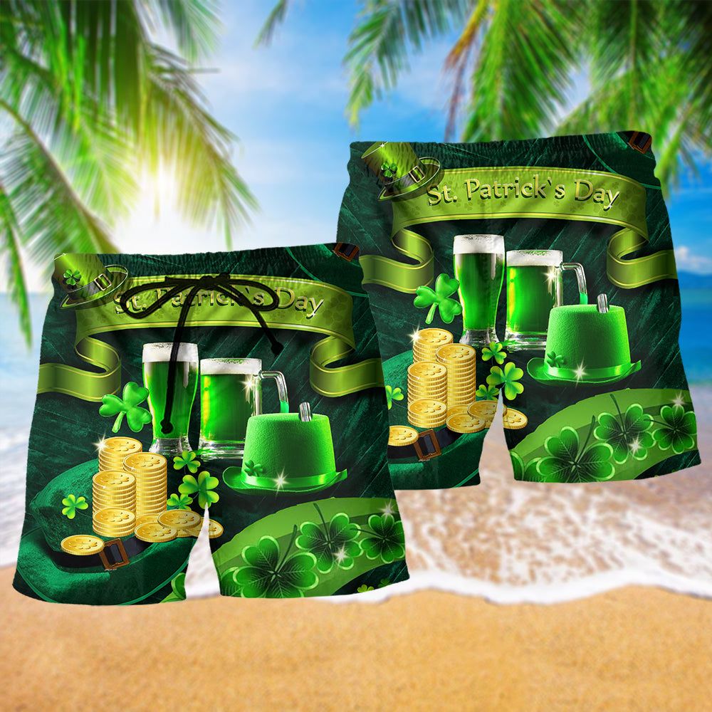 Irish Happy Saint Patrick’s Day 17 March Green Trendy Aloha Hawaiian Beach Shorts