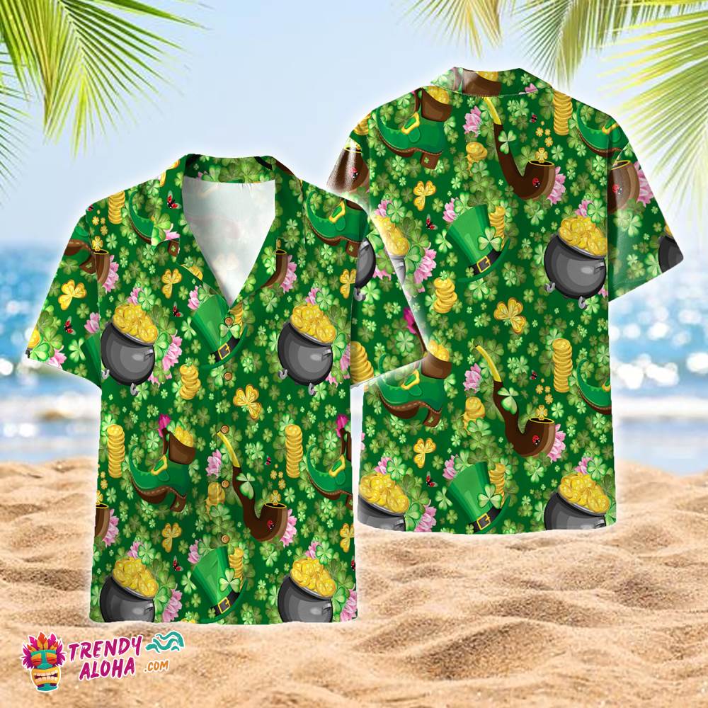 Irish Hat Saint Patrick’s Day Green Aloha Hawaiian Shirts, Aloha Hawaiian Shirts