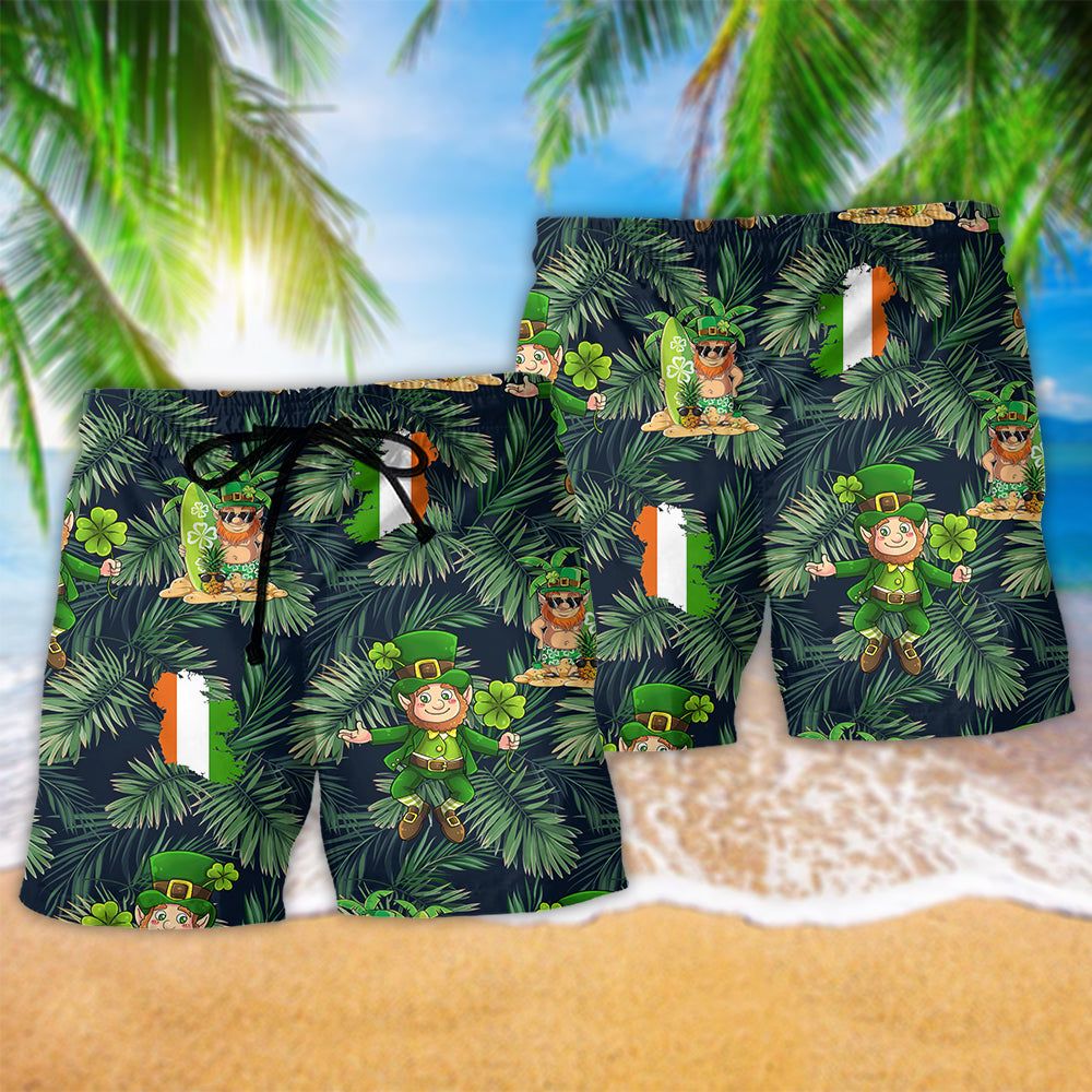 Irish People Proud Leprechaun Tropical Leaf Trendy Aloha Hawaiian Beach Shorts