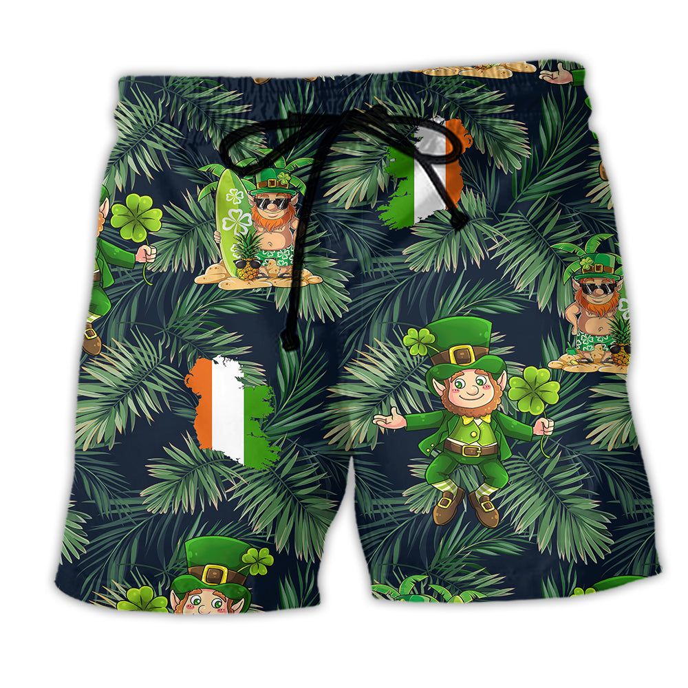 Irish People Proud Leprechaun Tropical Leaf Trendy Aloha Hawaiian Beach Shorts Irish People Proud Leprechaun Tropical Leaf Trendy Aloha Hawaiian Beach Shorts