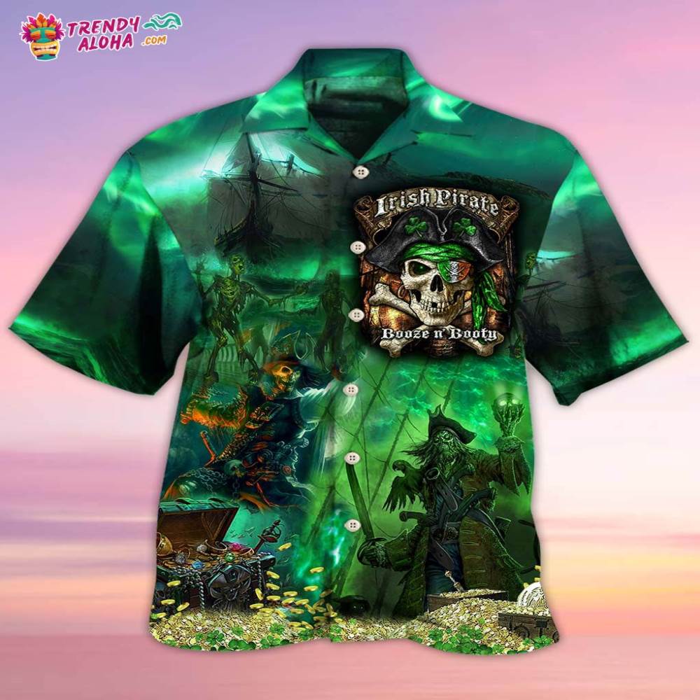 Irish Pirate Booze And Booty Beautiful Hawaiian Shirt – Trendy Aloha