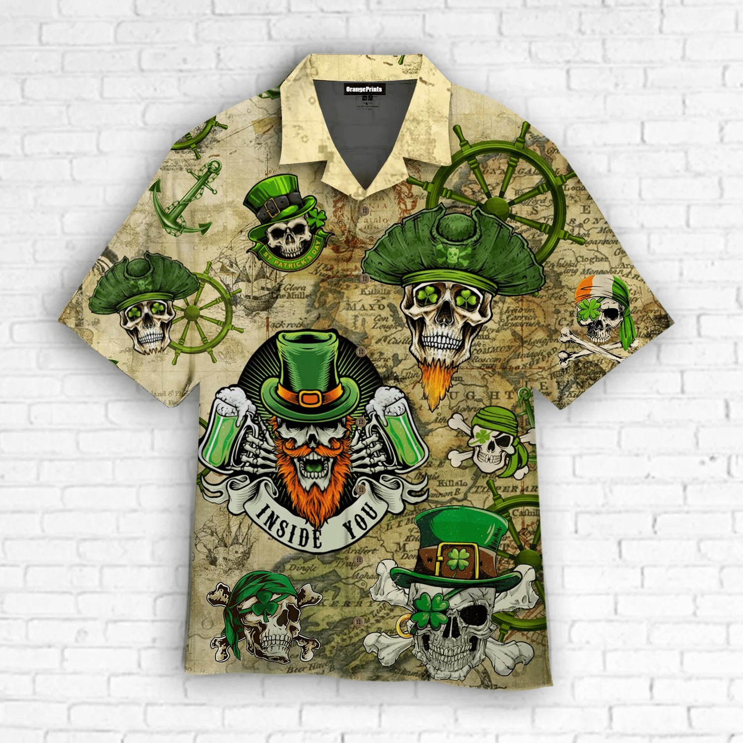 Irish Pirate Skull Patricks Day Hawaiian Shirt For