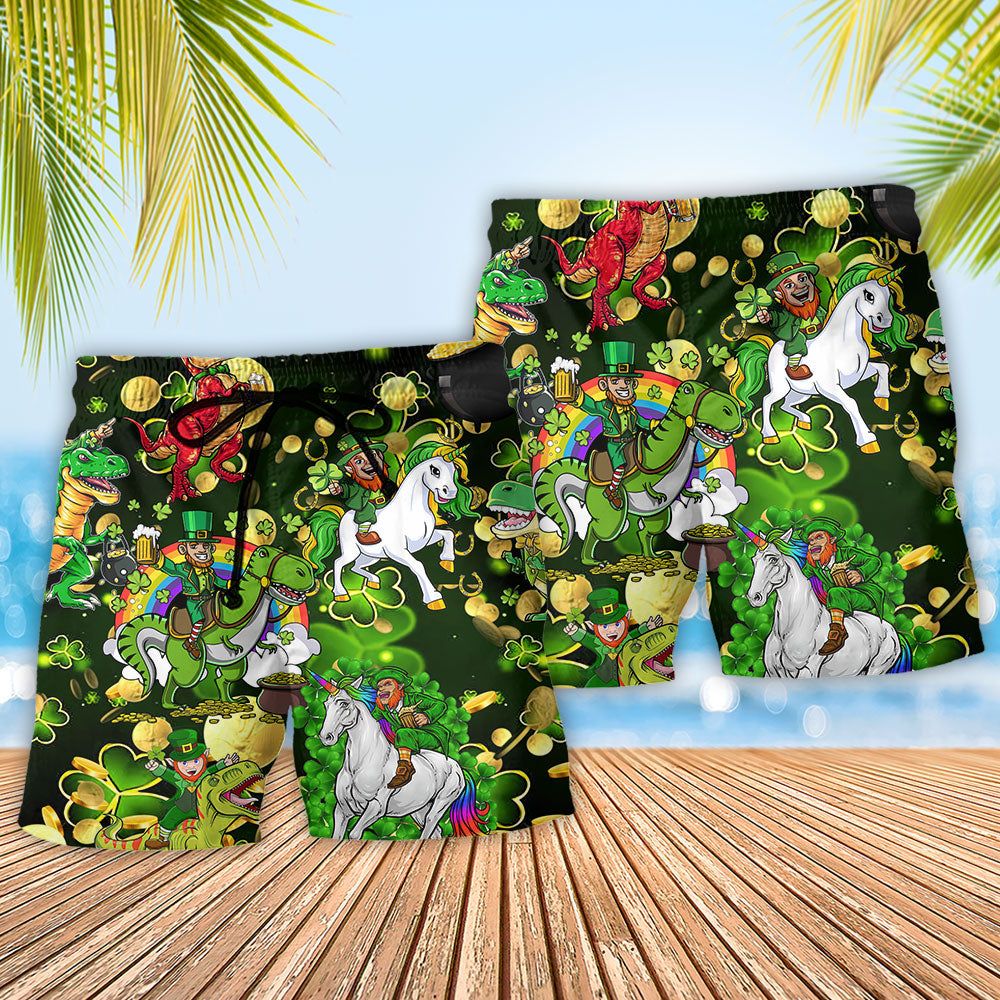 Irish Saint Patrick Beer Brothers Green Trendy Aloha Hawaiian Beach Shorts