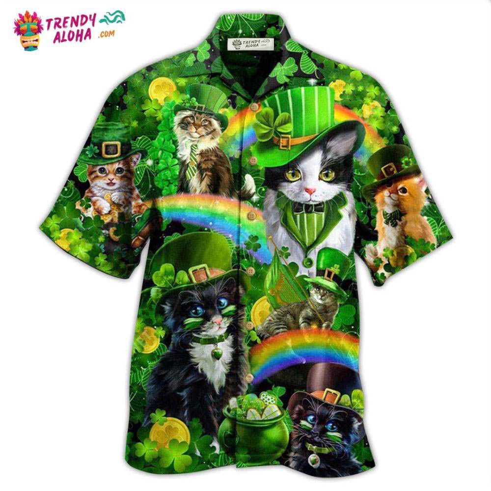 Irish Saint Patricks Day Cats Shamrocks Hawaiian Shirt – Trendy Aloha