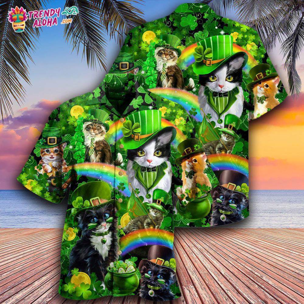 Irish Saint Patricks Day Cats Shamrocks Hawaiian Shirt – Trendy Aloha
