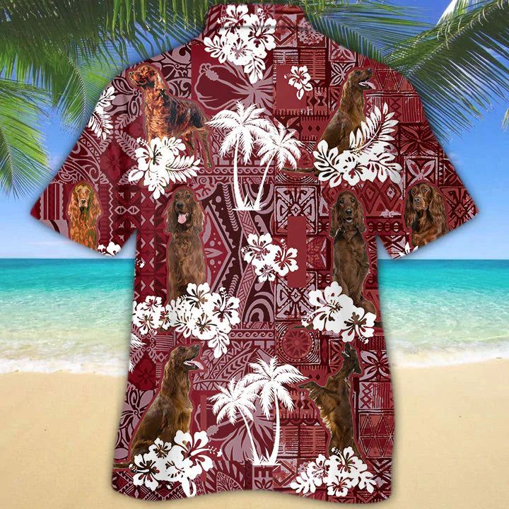 Irish Setter 2 Hawaiian Shirt, Gift For Dog Lover Shirts, Men’s Hawaiian Shirt, Summer Hawaiian Aloha Shirt