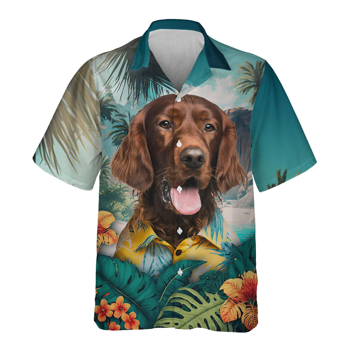 Irish Setter Red Beauty Celebrated In 3D Hawaiian Tropical Shirt