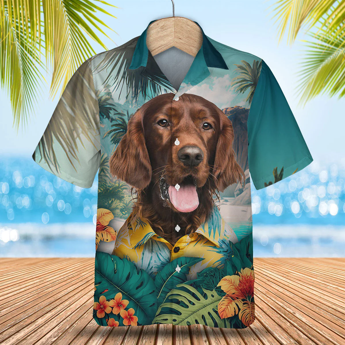 Irish Setter Red Beauty Celebrated In 3D Hawaiian Tropical Shirt