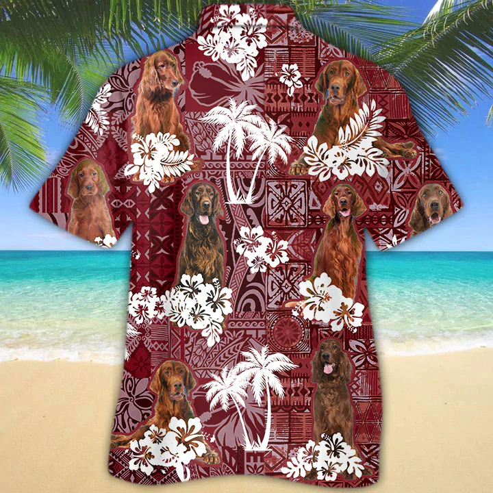 Irish Setter Red Trendy Hawaiian Shirt, Gift For Dog Lover Shirts, Men’s Trendy Hawaiian Shirt, Summer Hawaiian Aloha Shirt