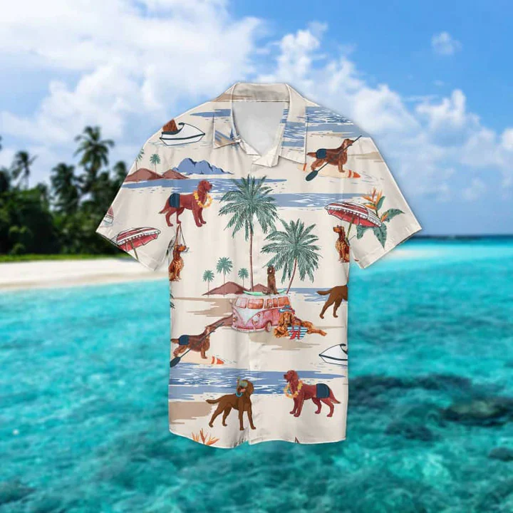 Irish Setter Summer Beach Trendy Hawaiian Shirt, Trendy Hawaiian Shirts For Men Women Short Sleeve Aloha Beach Shirt
