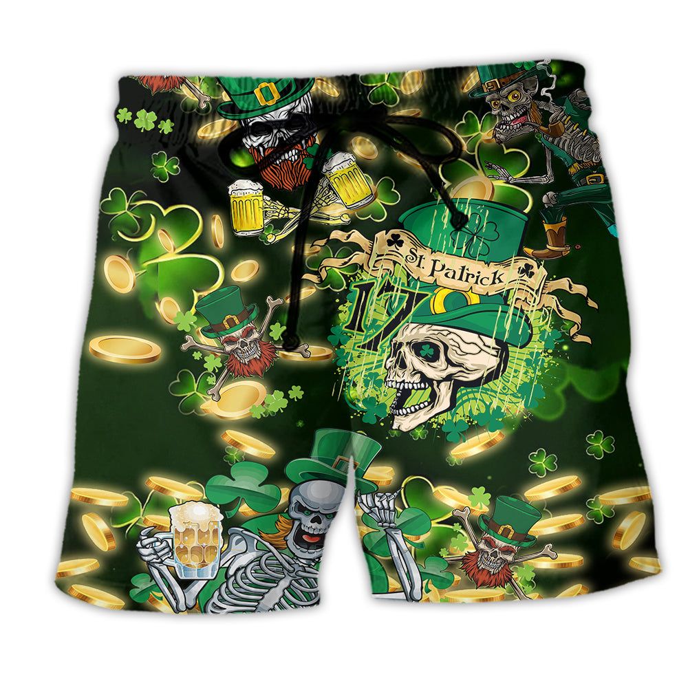 Irish Skull Love Beer Trendy Aloha Hawaiian Beach Shorts