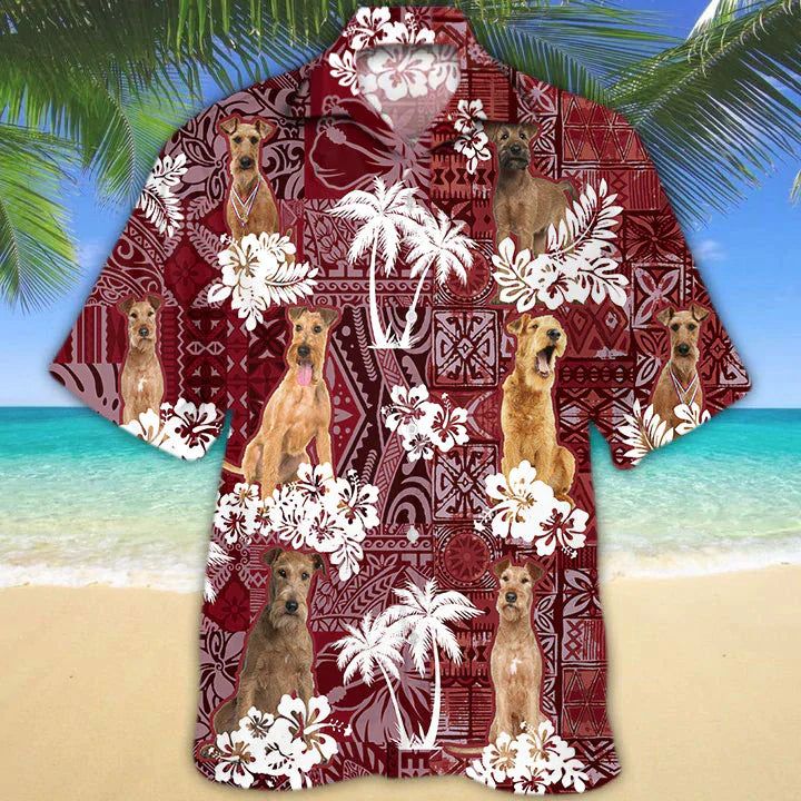 Irish Terrier Red Hawaiian Shirt, Gift For Dog Lover Shirts, Men’s Hawaiian Shirt, Summer Hawaiian Aloha Shirt