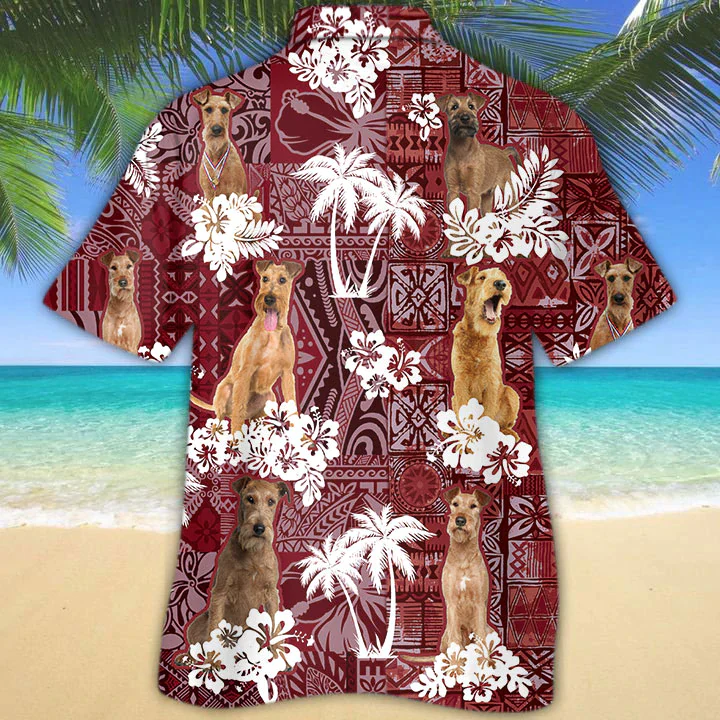 Irish Terrier Red Trendy Hawaiian Shirt, Gift For Dog Lover Shirts, Men’s Trendy Hawaiian Shirt, Summer Hawaiian Aloha Shirt