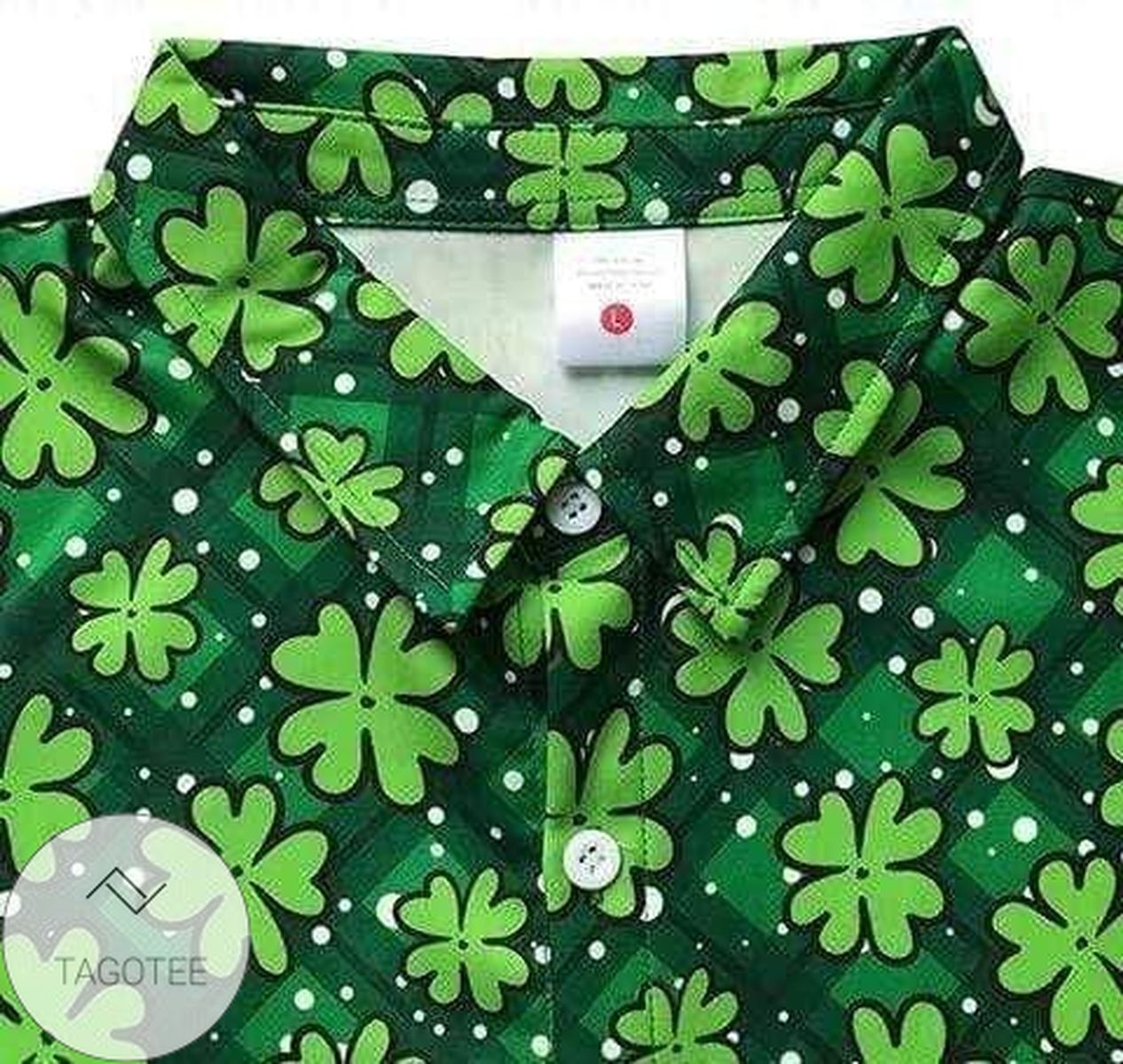 IrisPride Happy St Patricks Day Shamrock Pattern Hawaiian Shirt