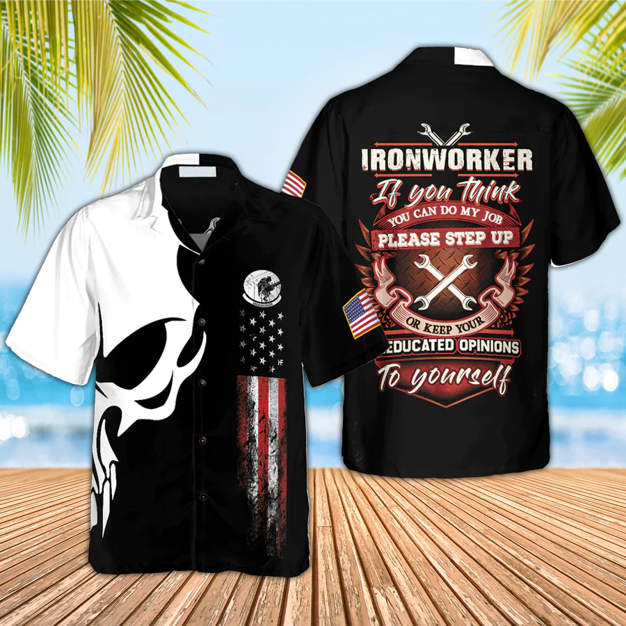 Ironworker Proud Skull Trendy Hawaiian Shirt, Ironworker Shirt, Trendy Hawaiian Shirt For Men And Women