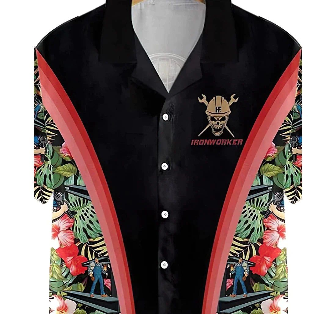 Ironworker Summer Clothes Hawaiian Shirt, Button Up Aloha Shirt For Men, Women