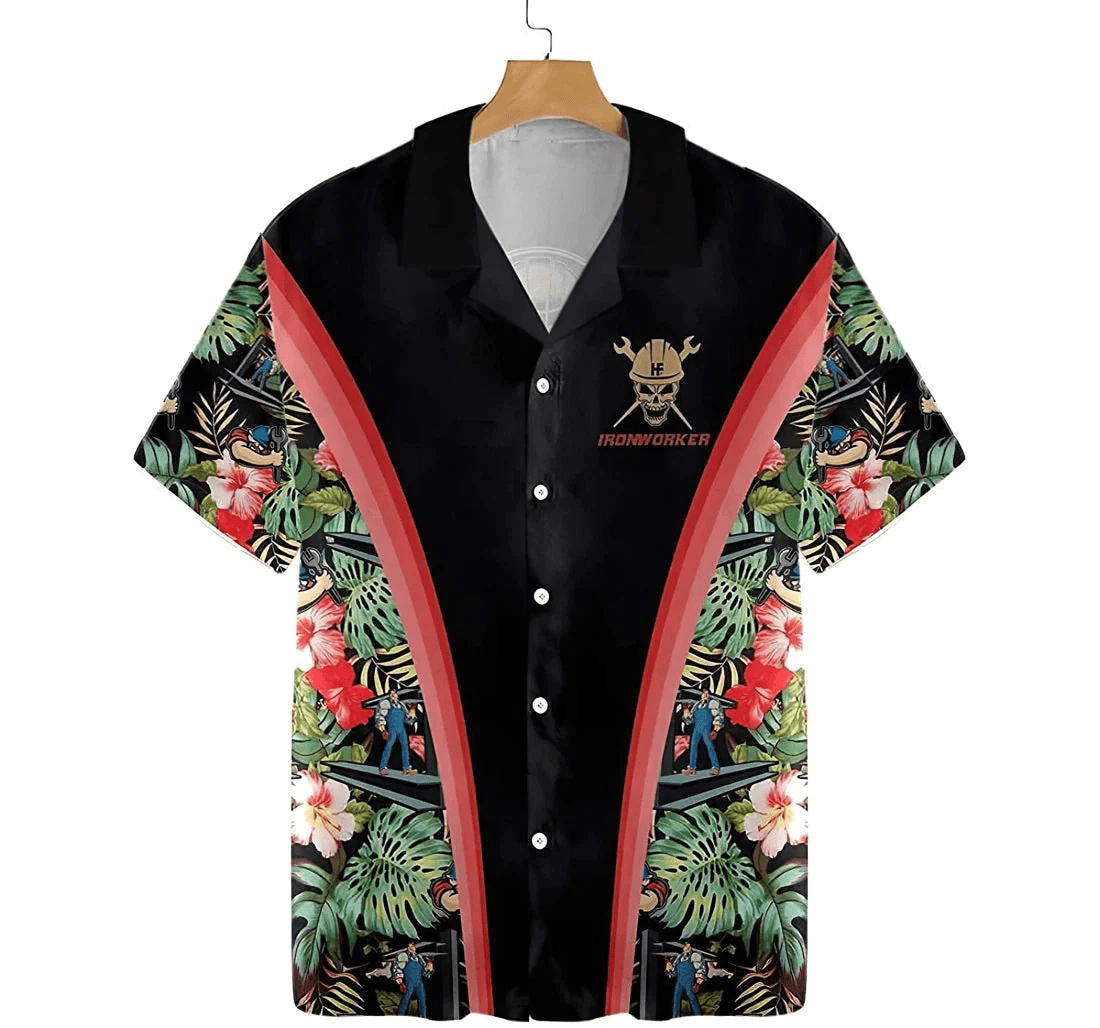 Ironworker Summer Clothes Trendy Hawaiian Shirt, Button Up Aloha Shirt For Men, Women