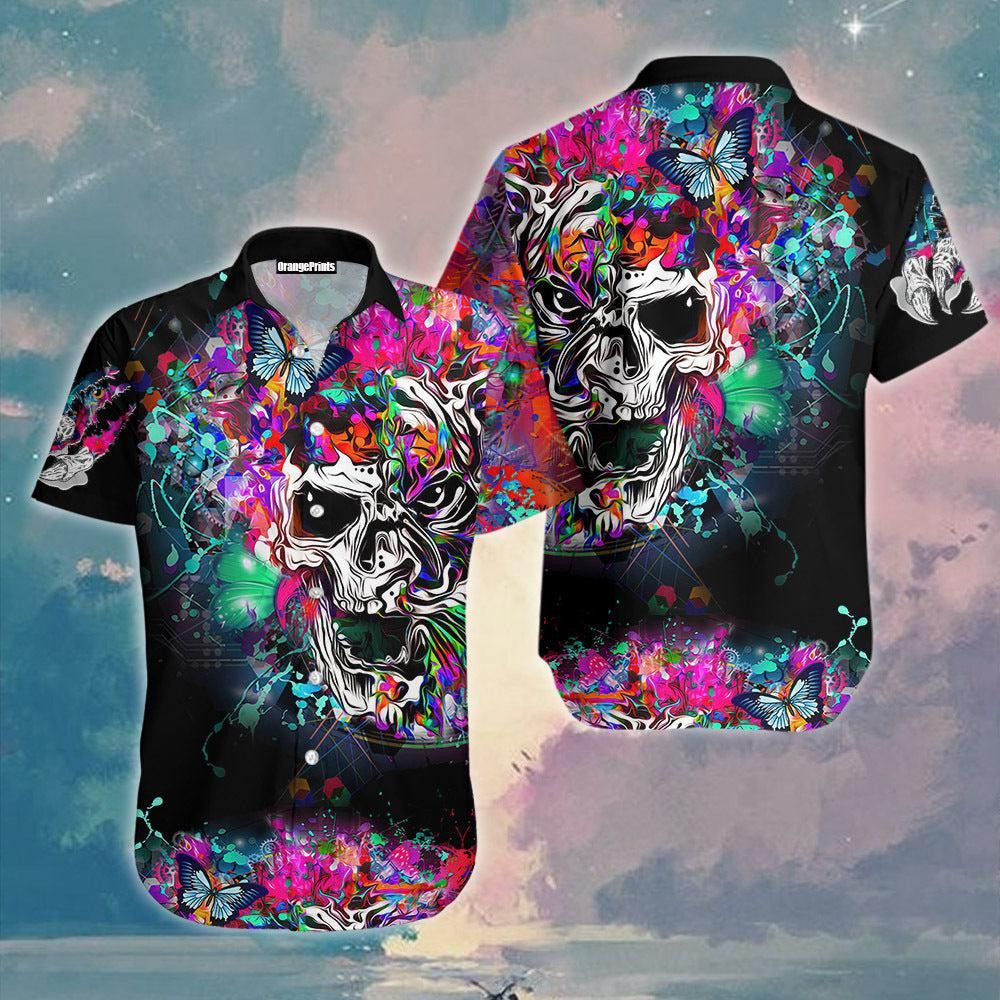 Island Adventure with Love and Skull Hawaiian Shirt
