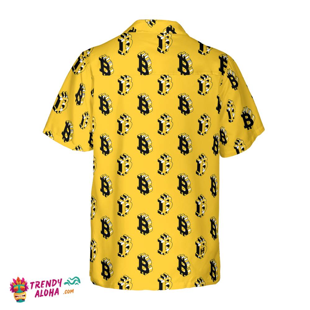 Isometric Bitcoin Cryptocurrency Hawaiian Shirt