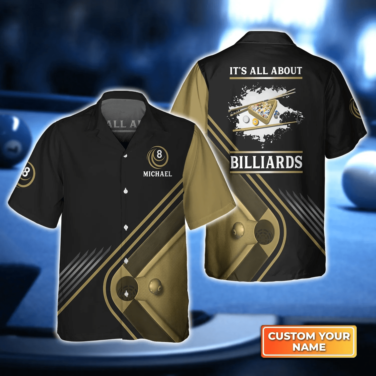 It’S All About Billiards Personalized Name Billiards Trendy Hawaiian Shirt, Summer Shirt Nice Gift For Billiard Lover