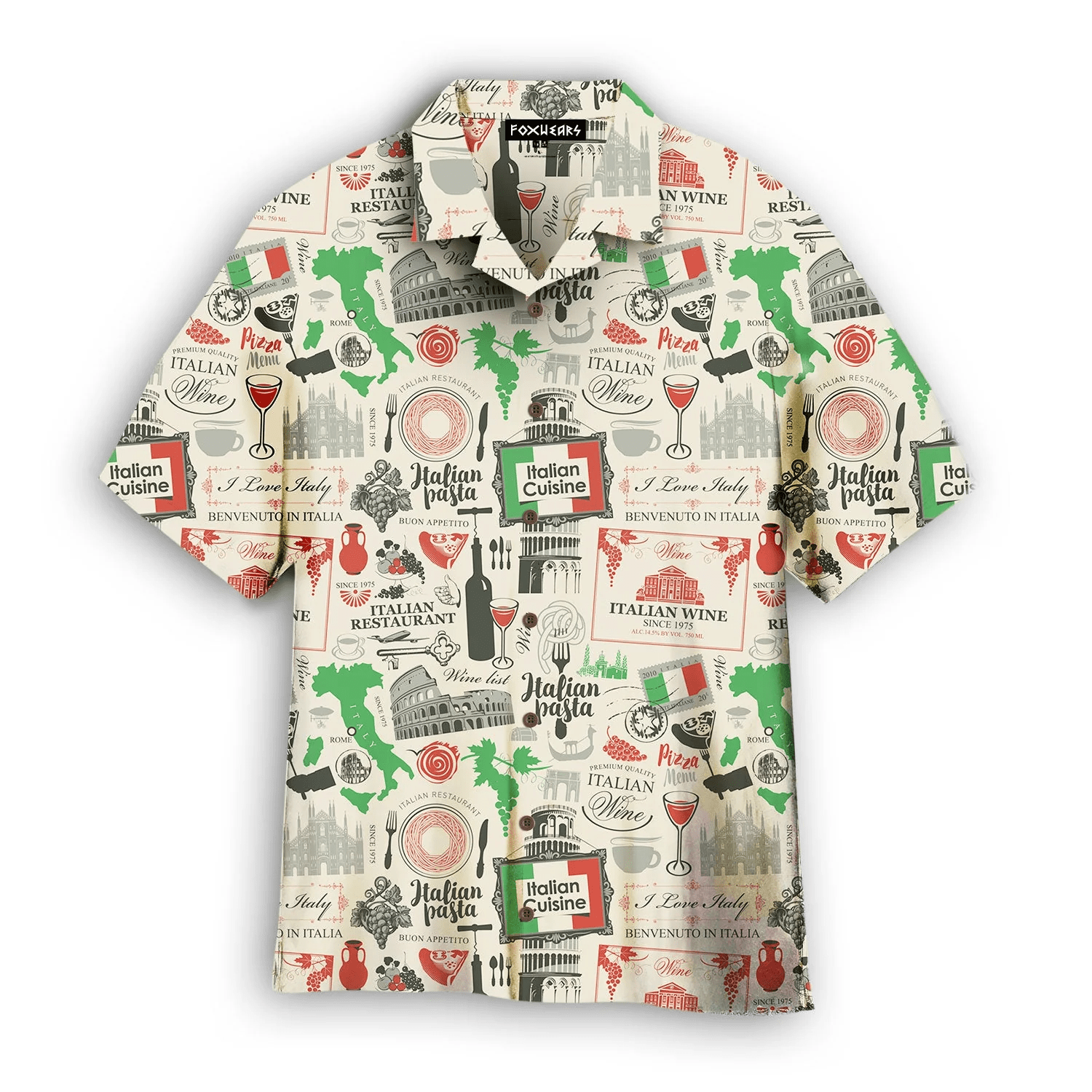 Italian Flag In Retro Style Trendy Hawaiian Shirt For Aloha Shirt Italian Flag In Retro Style Trendy Hawaiian Shirt For Aloha Shirt