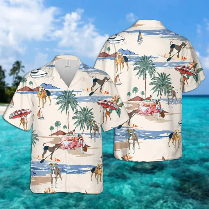 Italian Greyhound Summer Beach Trendy Hawaiian Shirt, Trendy Hawaiian Shirts For Men Women Short Sleeve Aloha Beach Shirt