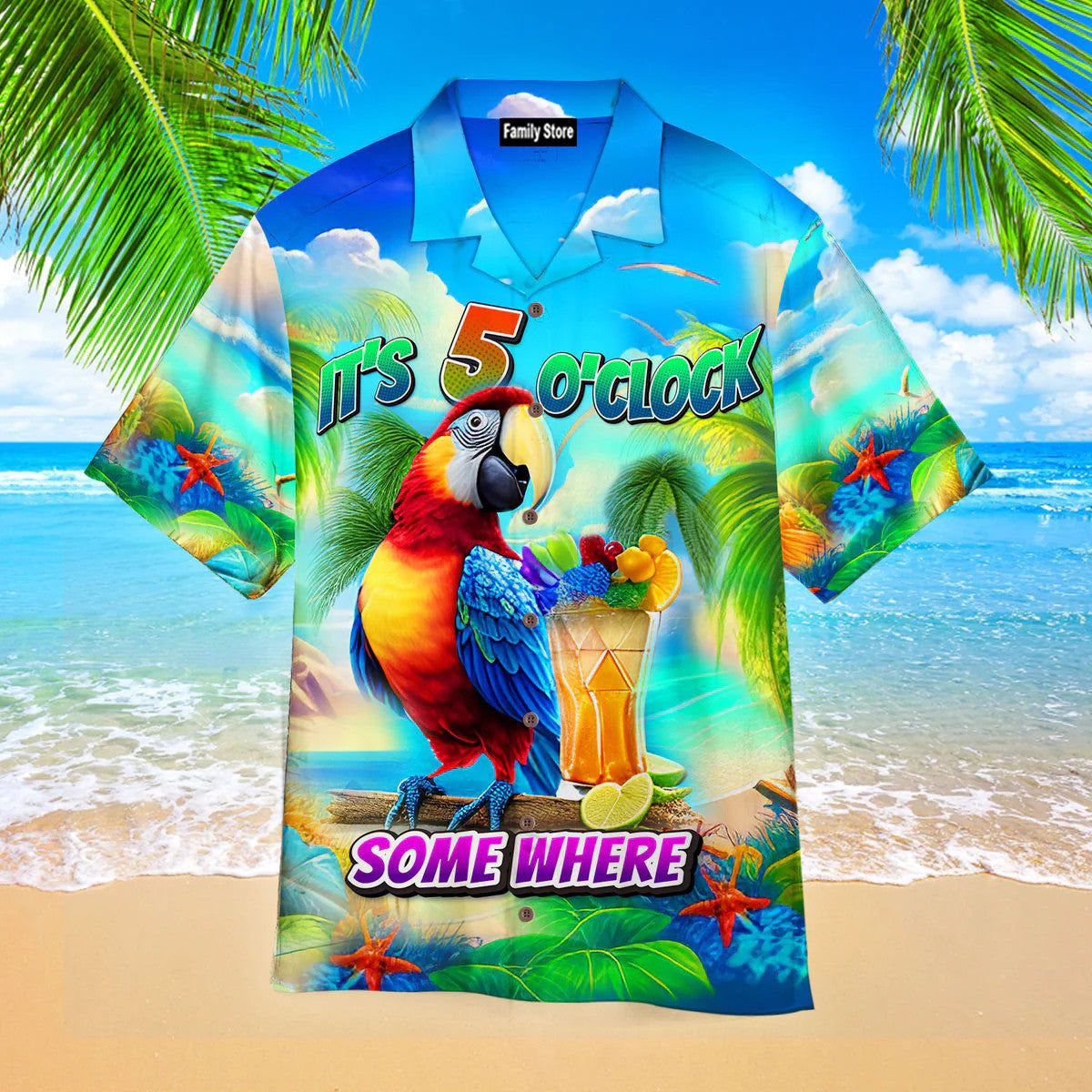 Its Five O Clock Somewhere Tropical Parrot Hawaiian Shirts
