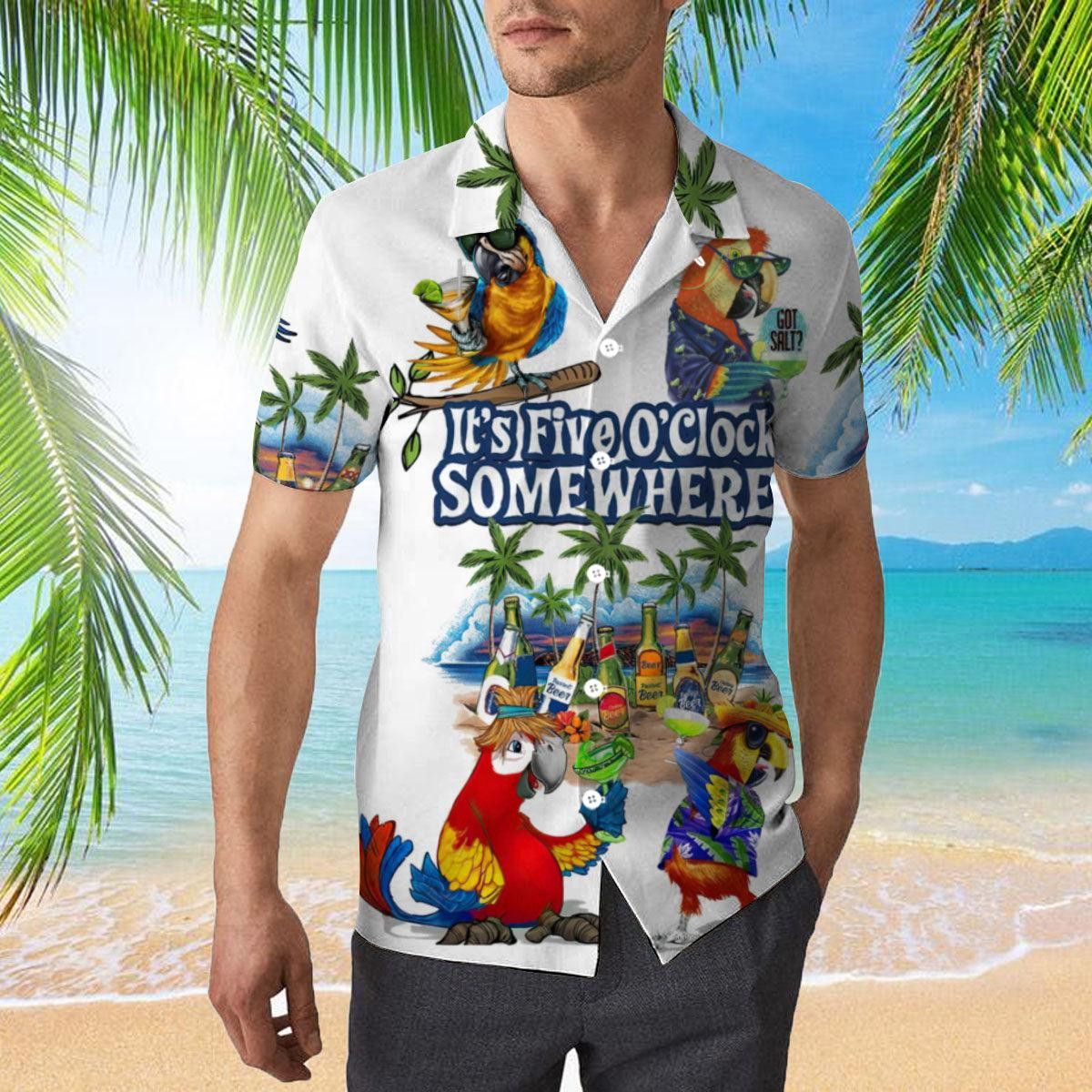Its Five Oclock Somewhere Parrots Trendy Hawaiian Shirt