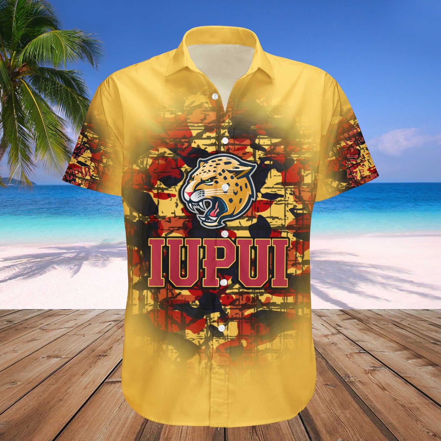 Iupui Jaguars Hawaii Shirt Camouflage Vintage – NCAA