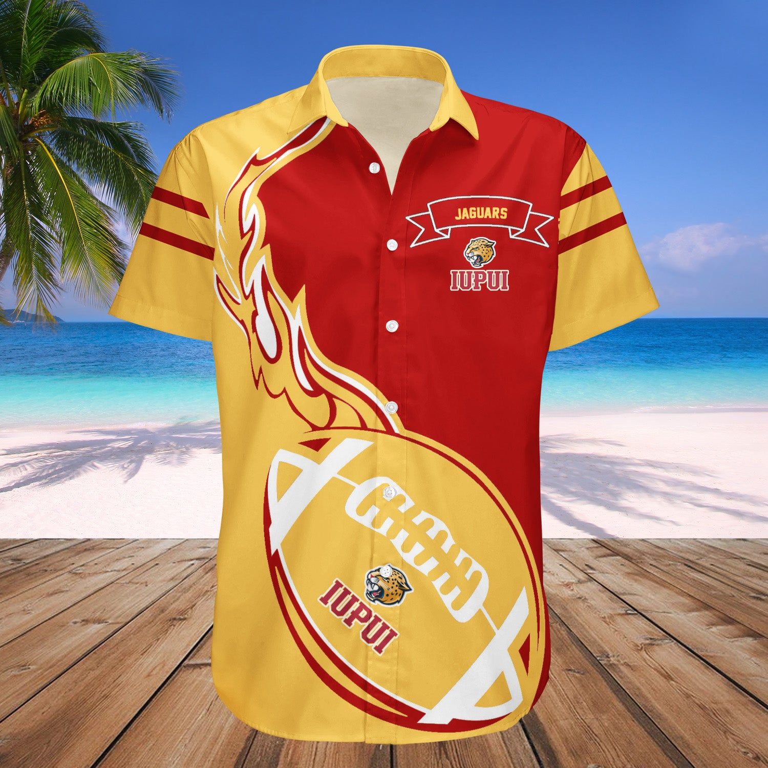 Iupui Jaguars Hawaii Shirt Flame Ball – NCAA