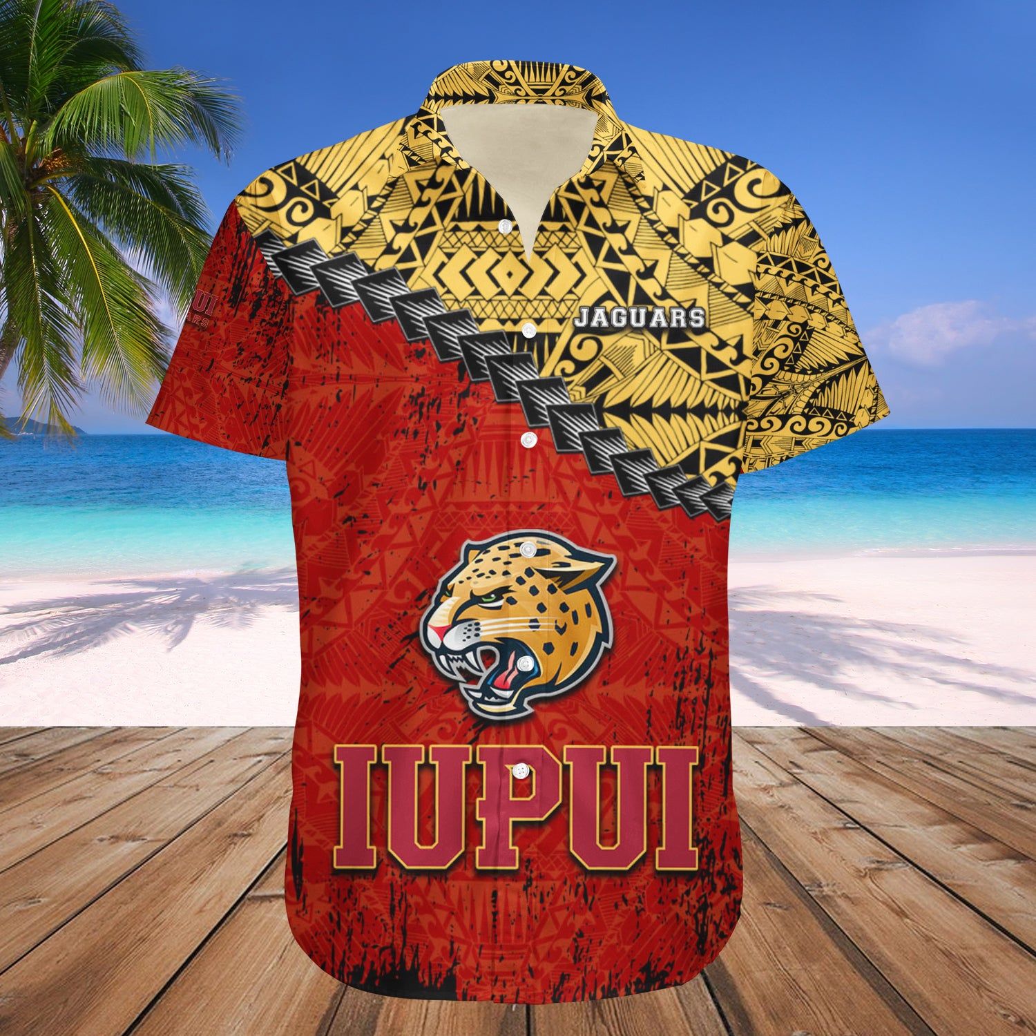 Iupui Jaguars Hawaii Shirt Grunge Polynesian Tattoo – NCAA
