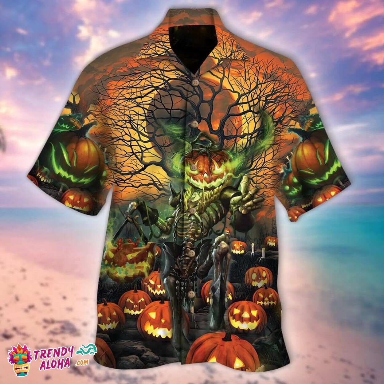 Jack-o’-Lantern Pumpkin Field Halloween Premium Hawaiian Shirt