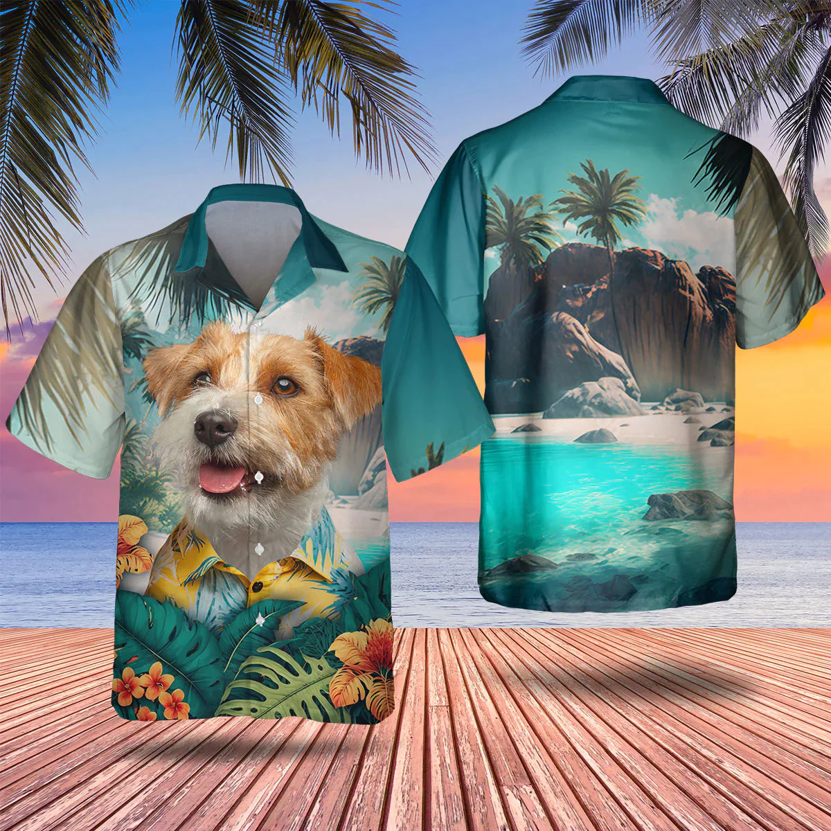 Jack Russell Terrier 3D Tropical Trendy Hawaiian Shirt, Dog Trendy Hawaiian Shirt, Summer Gift For Men And Women Jack Russell Terrier 3D Tropical Trendy Hawaiian Shirt, Dog Trendy Hawaiian Shirt, Summer Gift For Men And Women