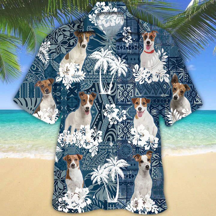 Jack Russell Terrier Hawaiian Shirt, Flower Dog Short Sleeve Hawaiian Aloha Shirt For Men, Women, Gift For Summer Jack Russell Terrier Hawaiian Shirt, Flower Dog Short Sleeve Hawaiian Aloha Shirt For Men, Women, Gift For Summer