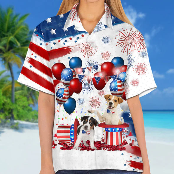 Jack Russell Terrier Independence Day Trendy Hawaiian Shirt For Men And Women, 4Th Of July Trendy Hawaiian Shirt