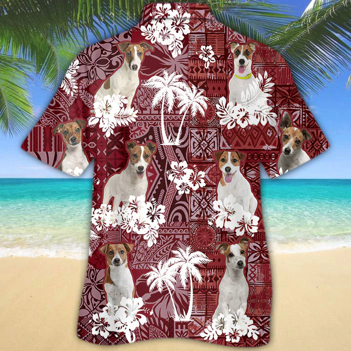 Jack Russell Terrier Red Trendy Hawaiian Shirt, Gift For Dog Lover Shirts, Men’s Trendy Hawaiian Shirt, Summer Hawaiian Aloha Shirt