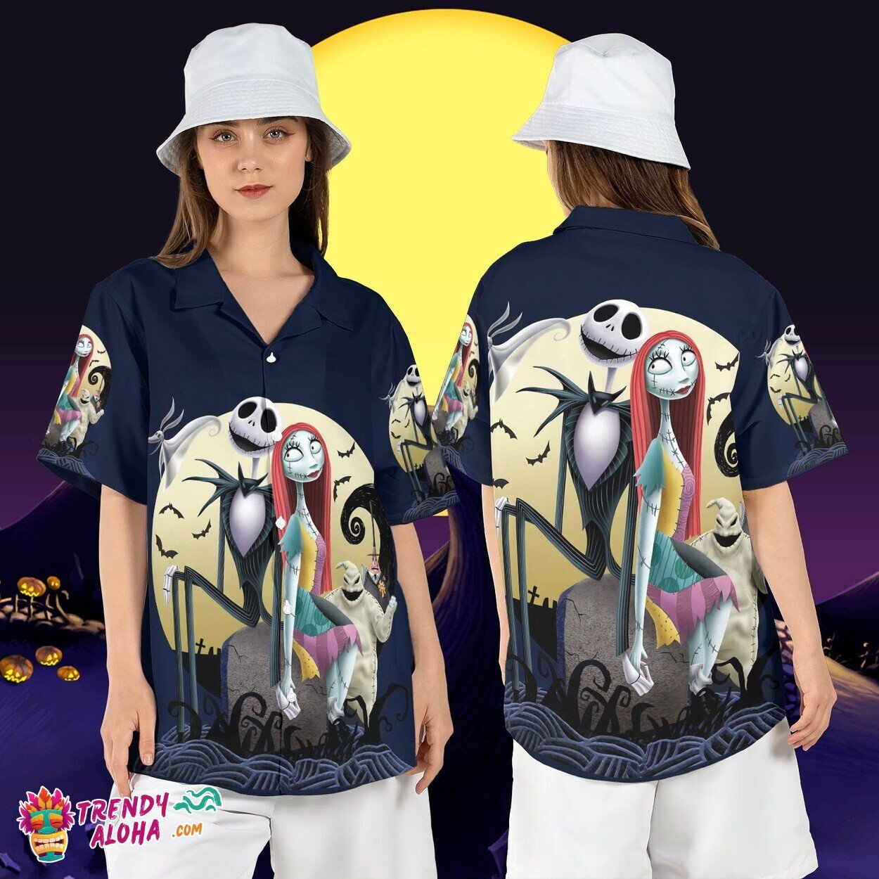 Jack Sally Halloween Bash Nightmare Before Christmas Aloha Tee