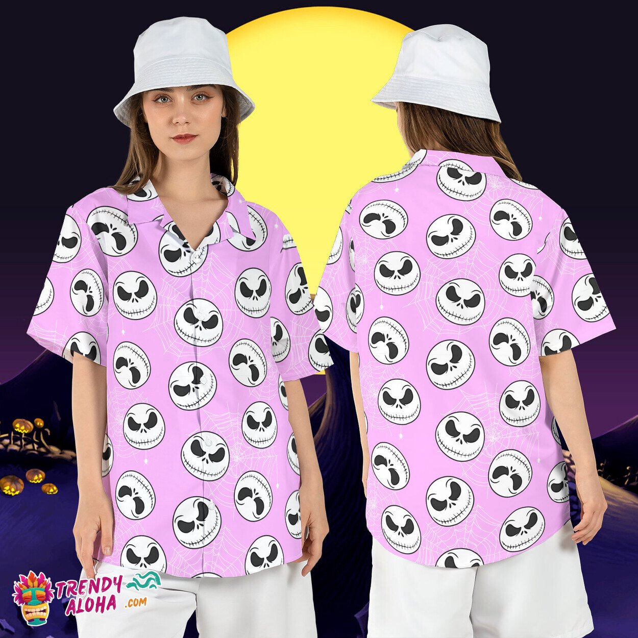 Jack Skellington Face Nightmare Xmas Pumpkin King Aloha Tee