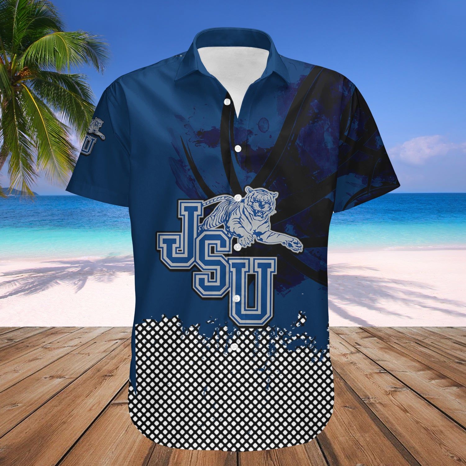 Jackson State Tigers Hawaii Shirt Basketball Net Grunge Pattern – NCAA