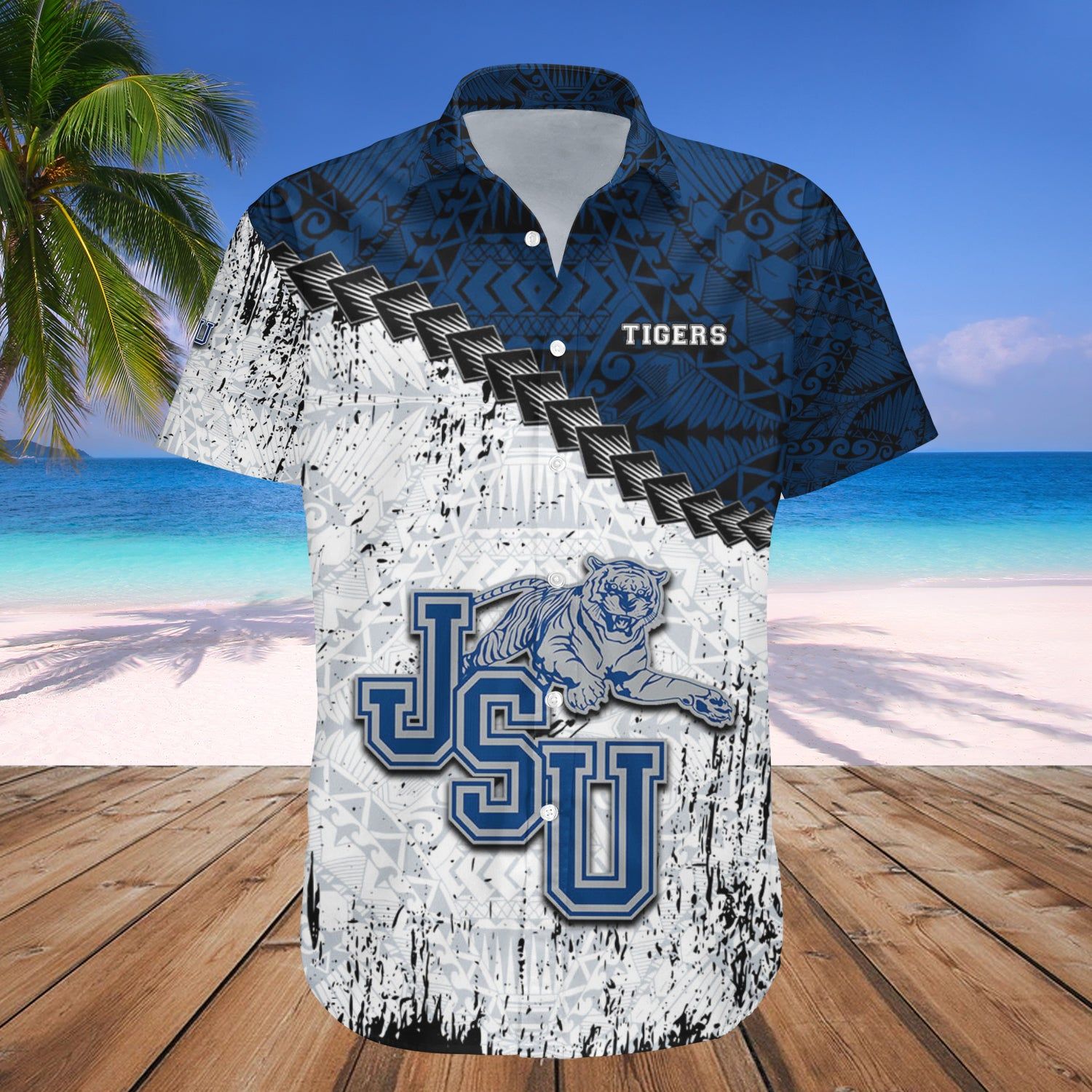 Jackson State Tigers Hawaii Shirt Grunge Polynesian Tattoo – NCAA