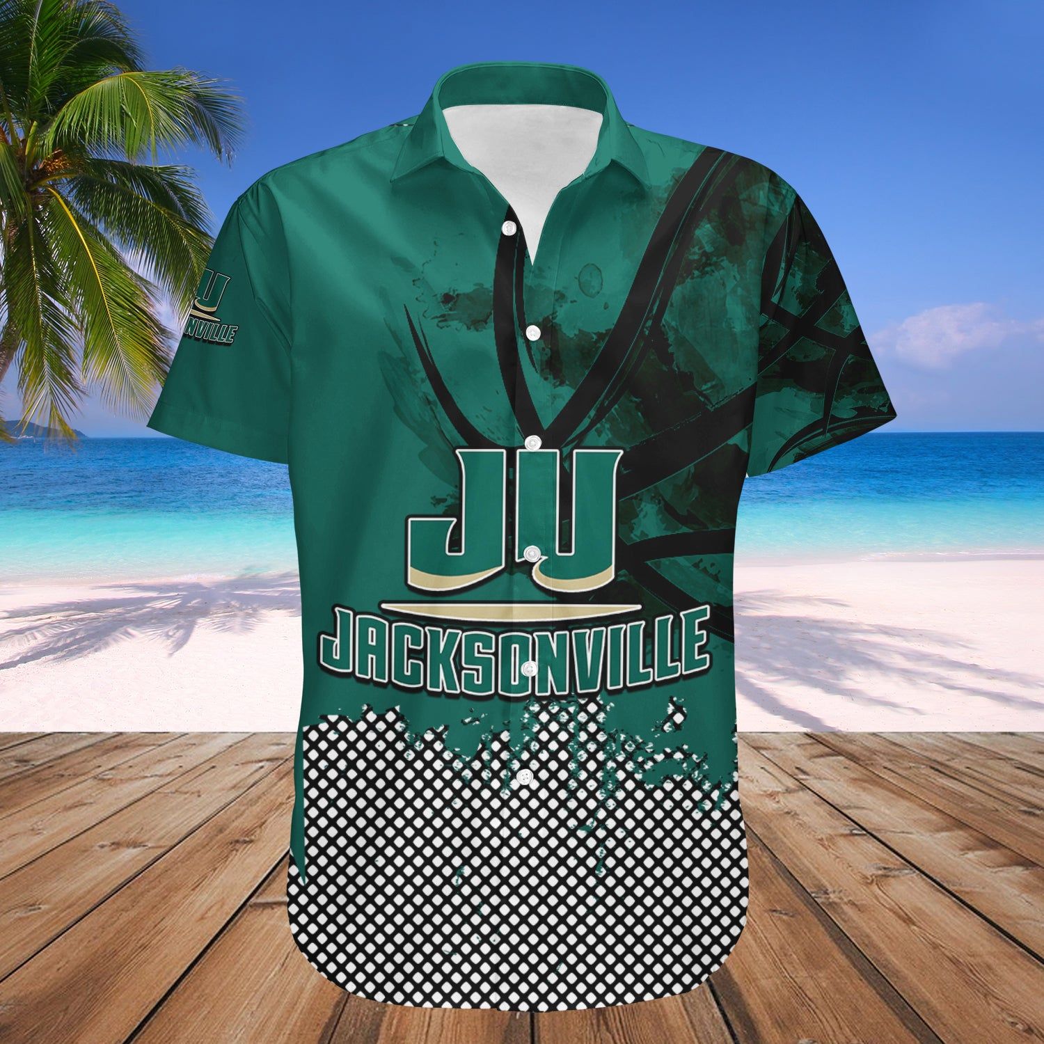 Jacksonville Dolphins Hawaii Shirt Basketball Net Grunge Pattern – NCAA