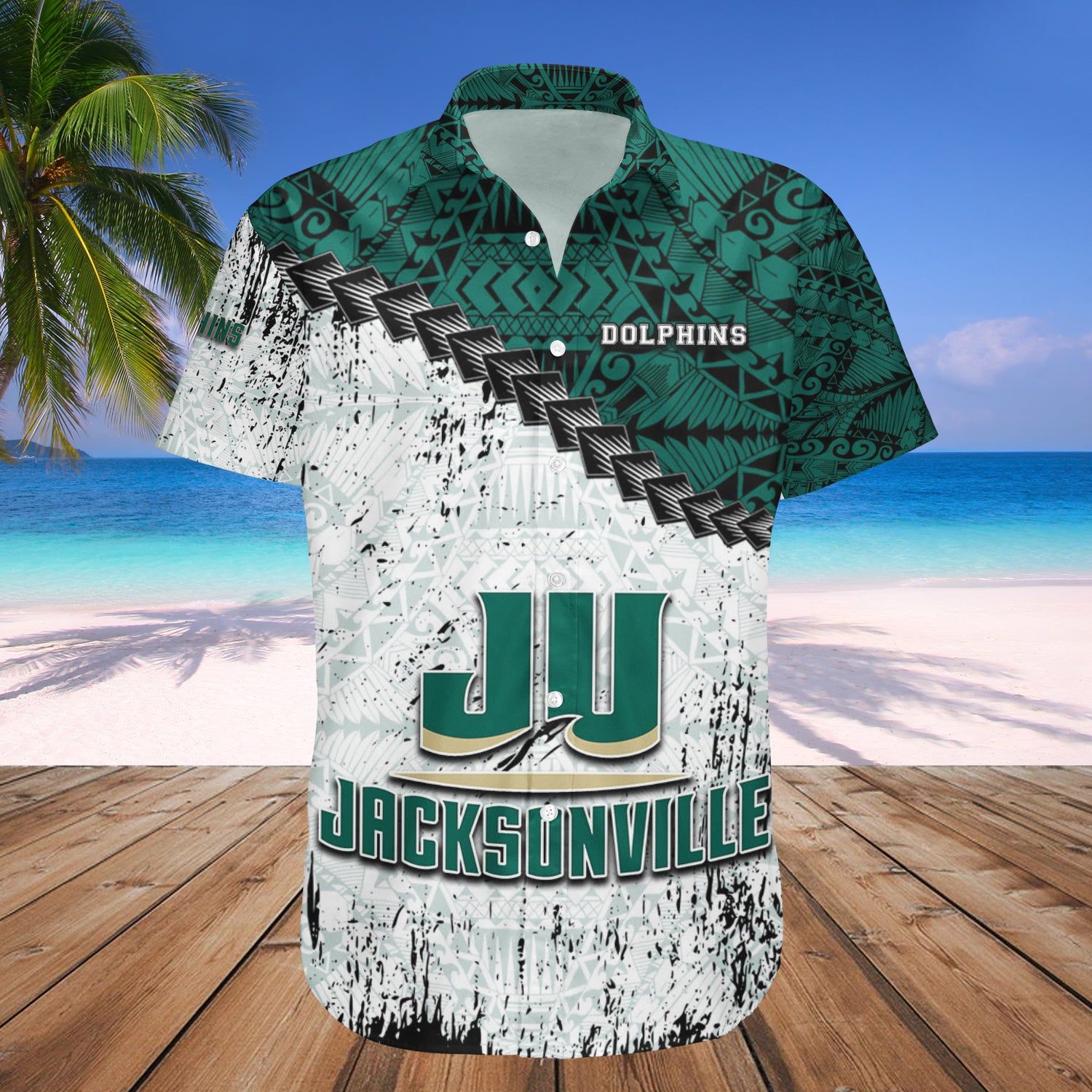 Jacksonville Dolphins Hawaii Shirt Grunge Polynesian Tattoo – NCAA